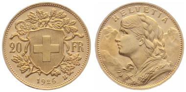 20 Franken 1926 B - Vreneli RAR